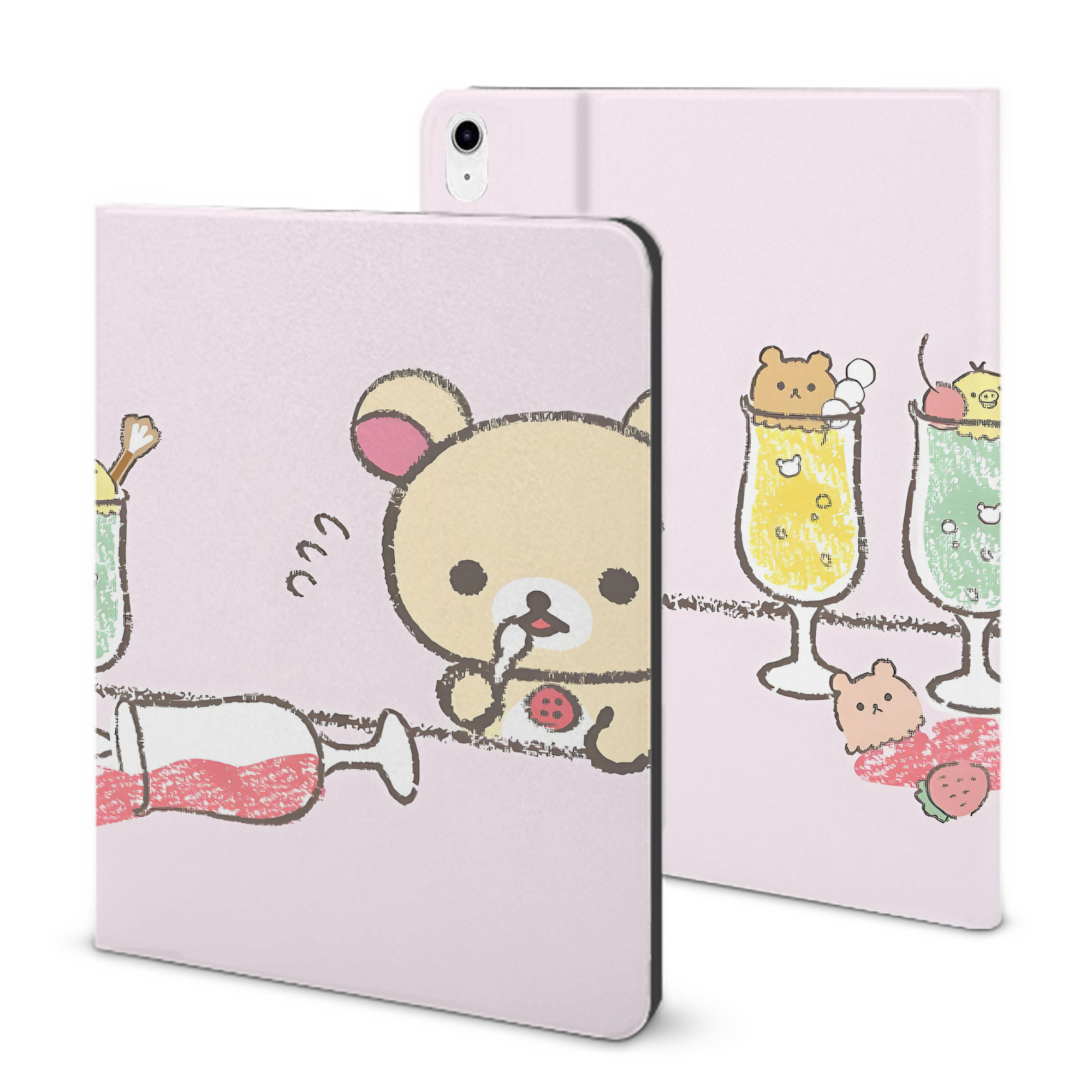 （画像用） リラックマ リラックマ キイロイトリ Rilakkuma Korilakkuma Kiiroitori IPad ケース ブック型 PUレザー TPU 耐衝撃 軽量 薄型 ペン収納なし 全面保護 IPad 各モデル対応